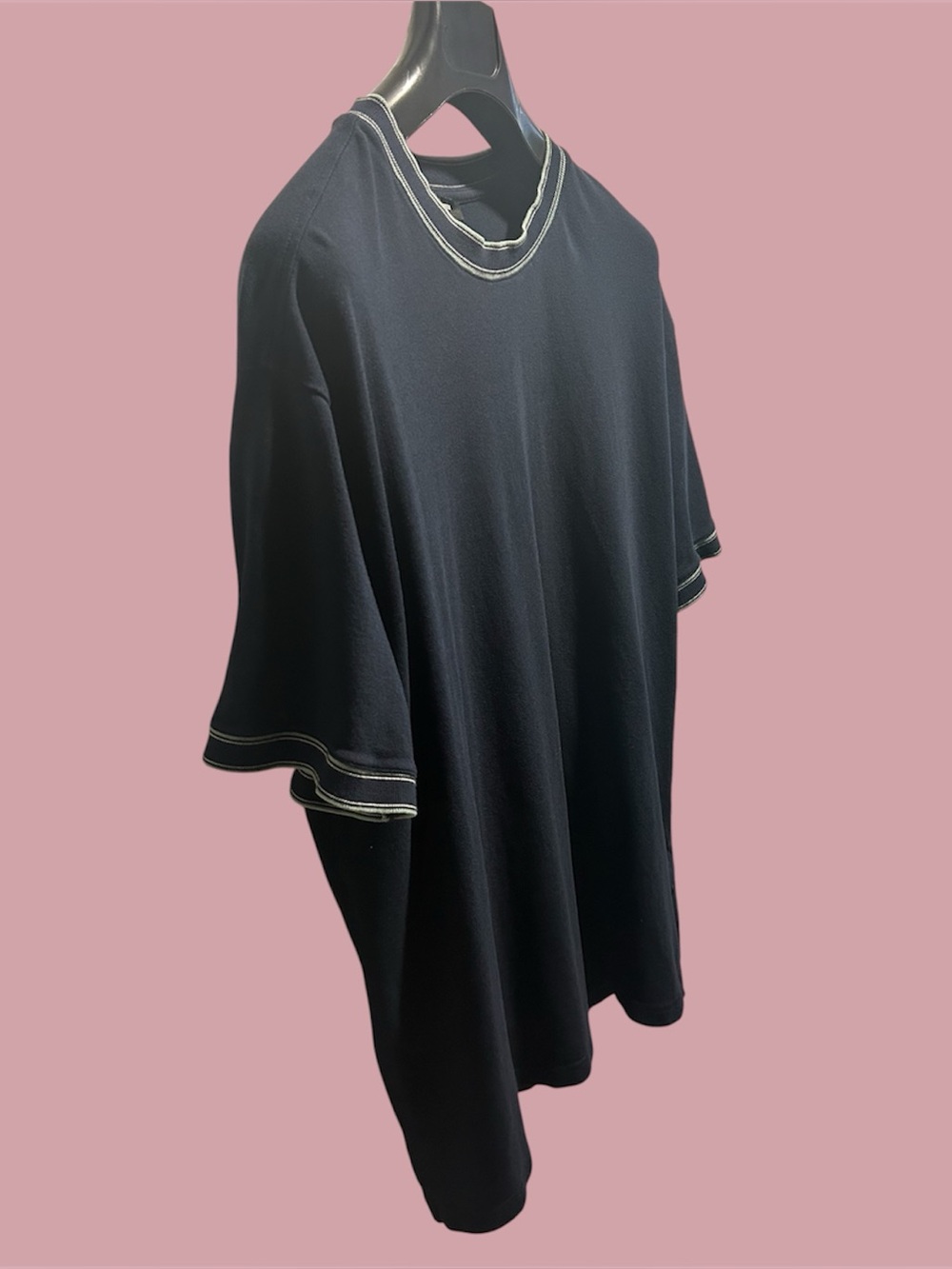 Classic Express Relaxed Fit Causal Tshirt - Navy Blue with Light Blue Trim - L